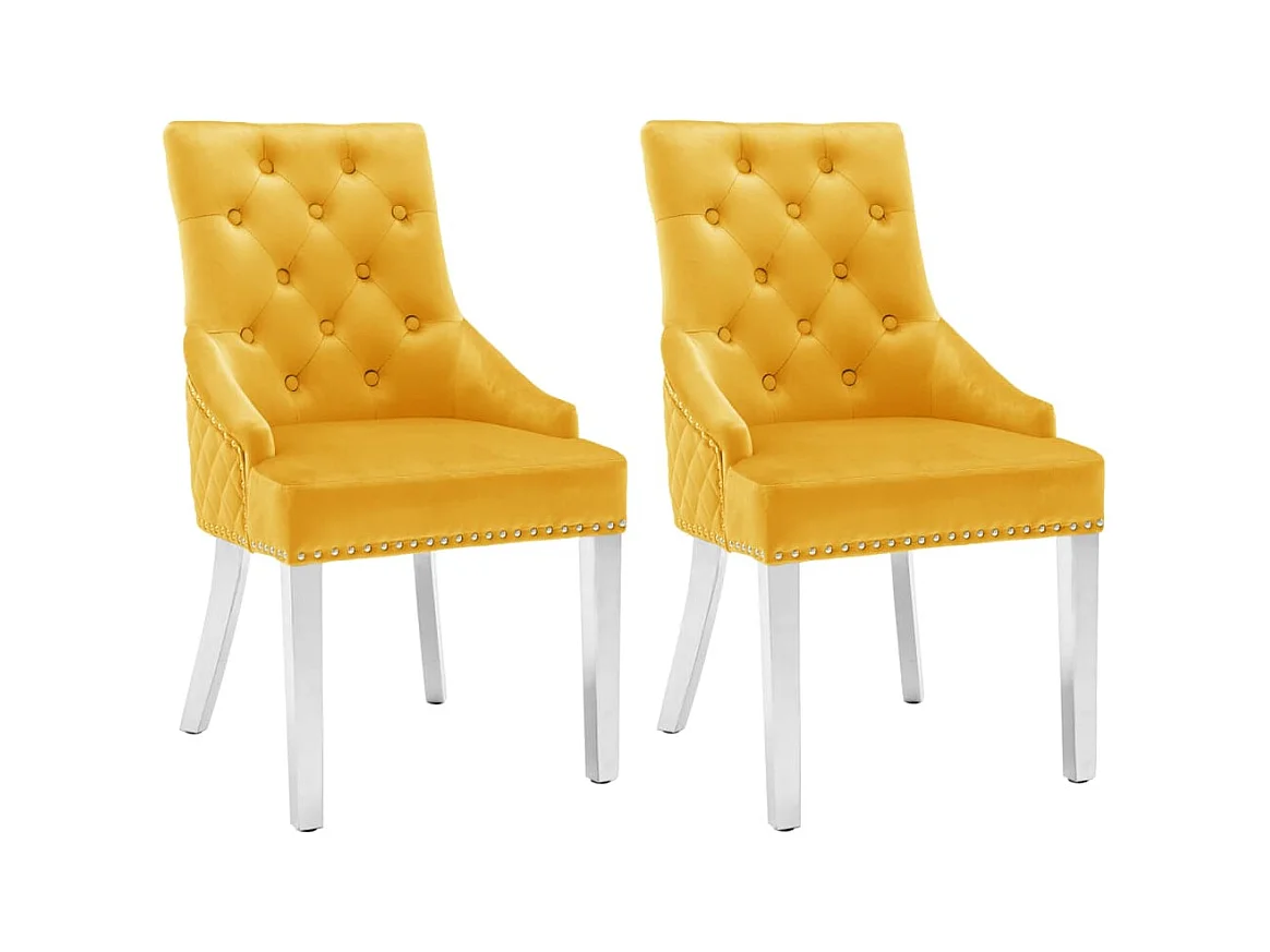 Chaises à manger lot de 2 jaune velours