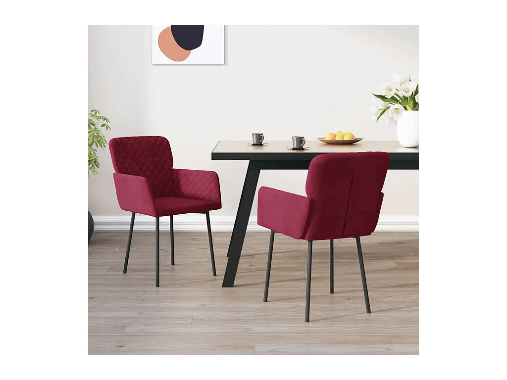 Sillas de comedor 2 unidades terciopelo rojo tinto