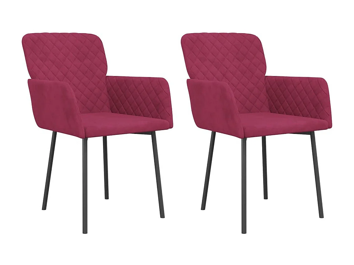 Chaises à manger lot de 2 Rouge bordeaux Velours