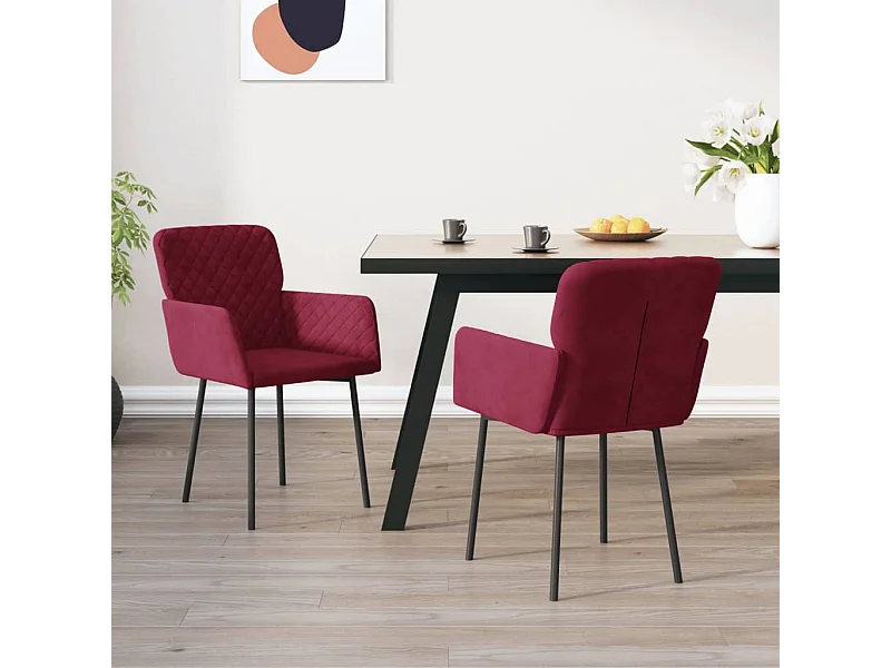 Chaises à manger lot de 2 Rouge bordeaux Velours
