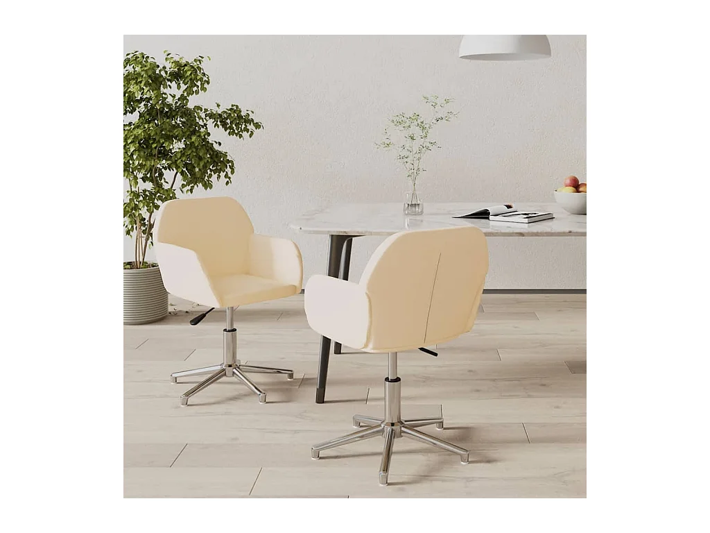 Chaises pivotantes à manger lot de 2 Crème Tissu