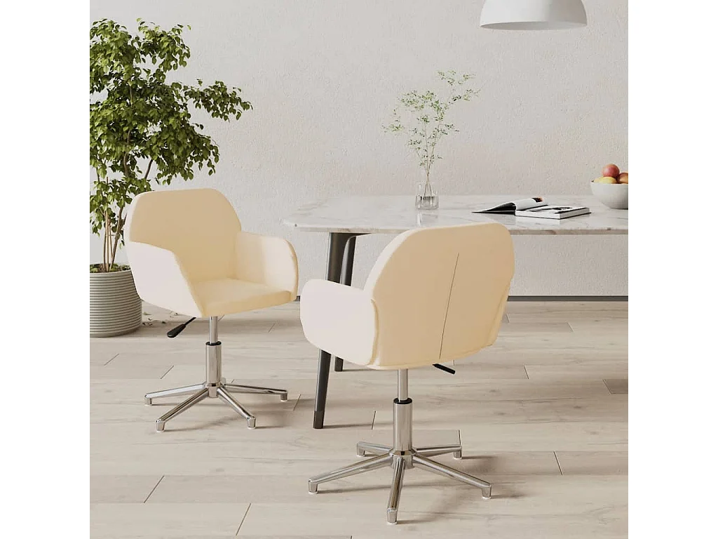 Sillas de comedor giratorias 2 unidades tela color crema