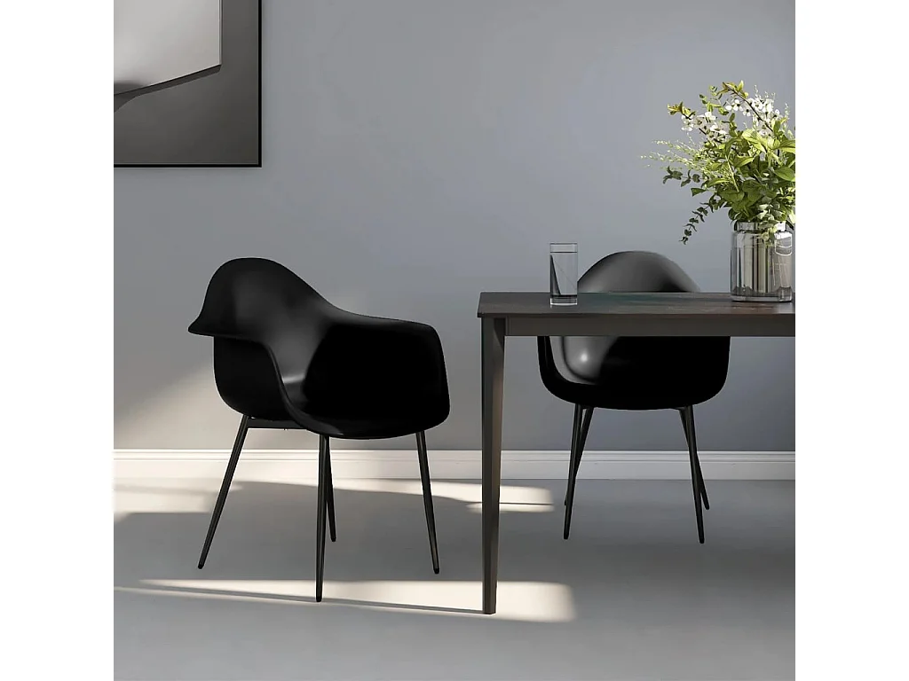 Sillas de comedor 2 unidades negras PP