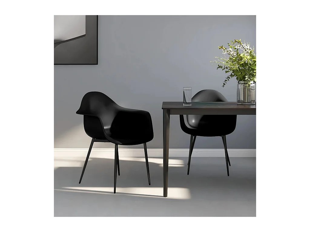 Chaises à manger lot de 2 noir PP