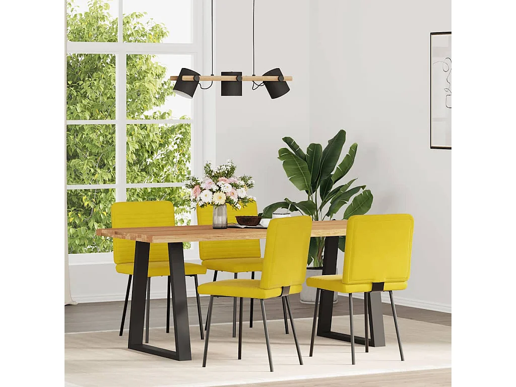 Chaises à manger lot de 4 jaune velours