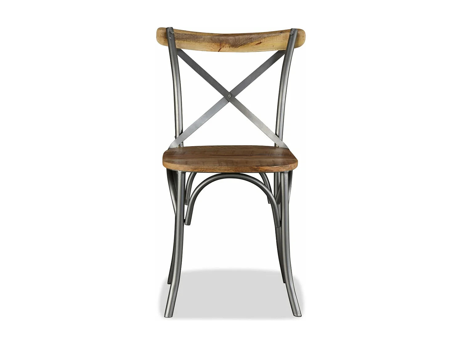 Eetkamerstoelen massief mangohout en stalen rugleuning 6 st