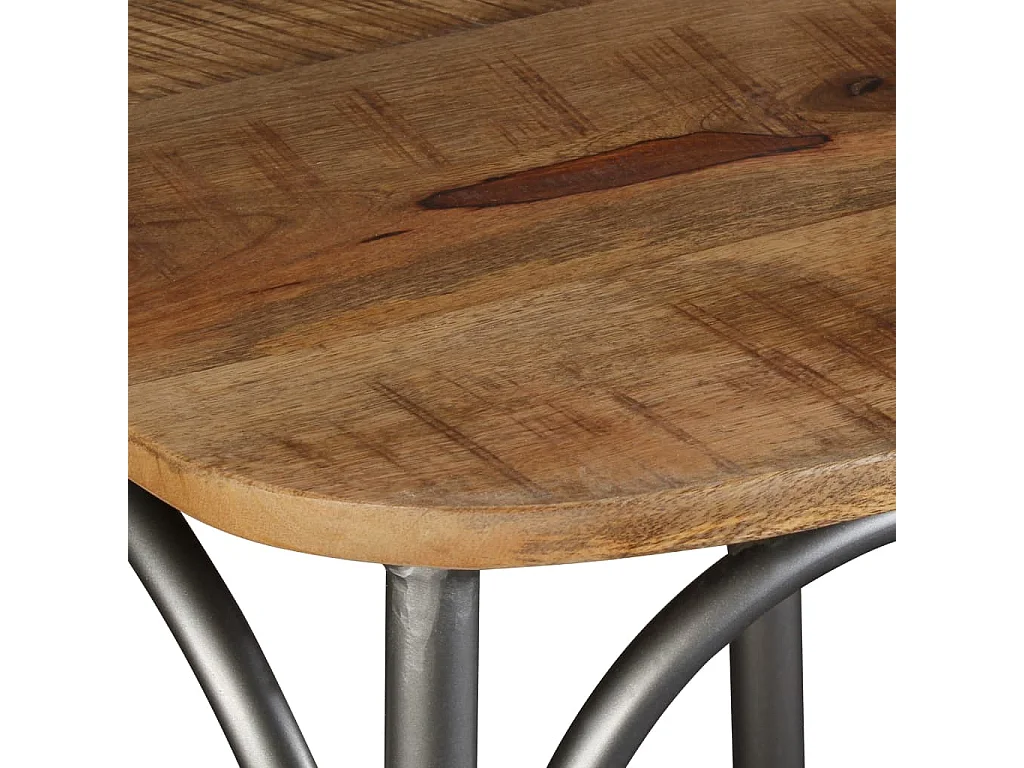 Eetkamerstoelen massief mangohout en stalen rugleuning 6 st