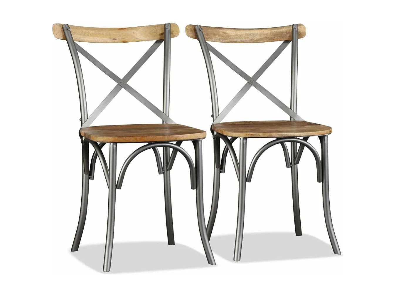 Sillas de comedor 6 unidades madera de mango respaldo acero cruzado