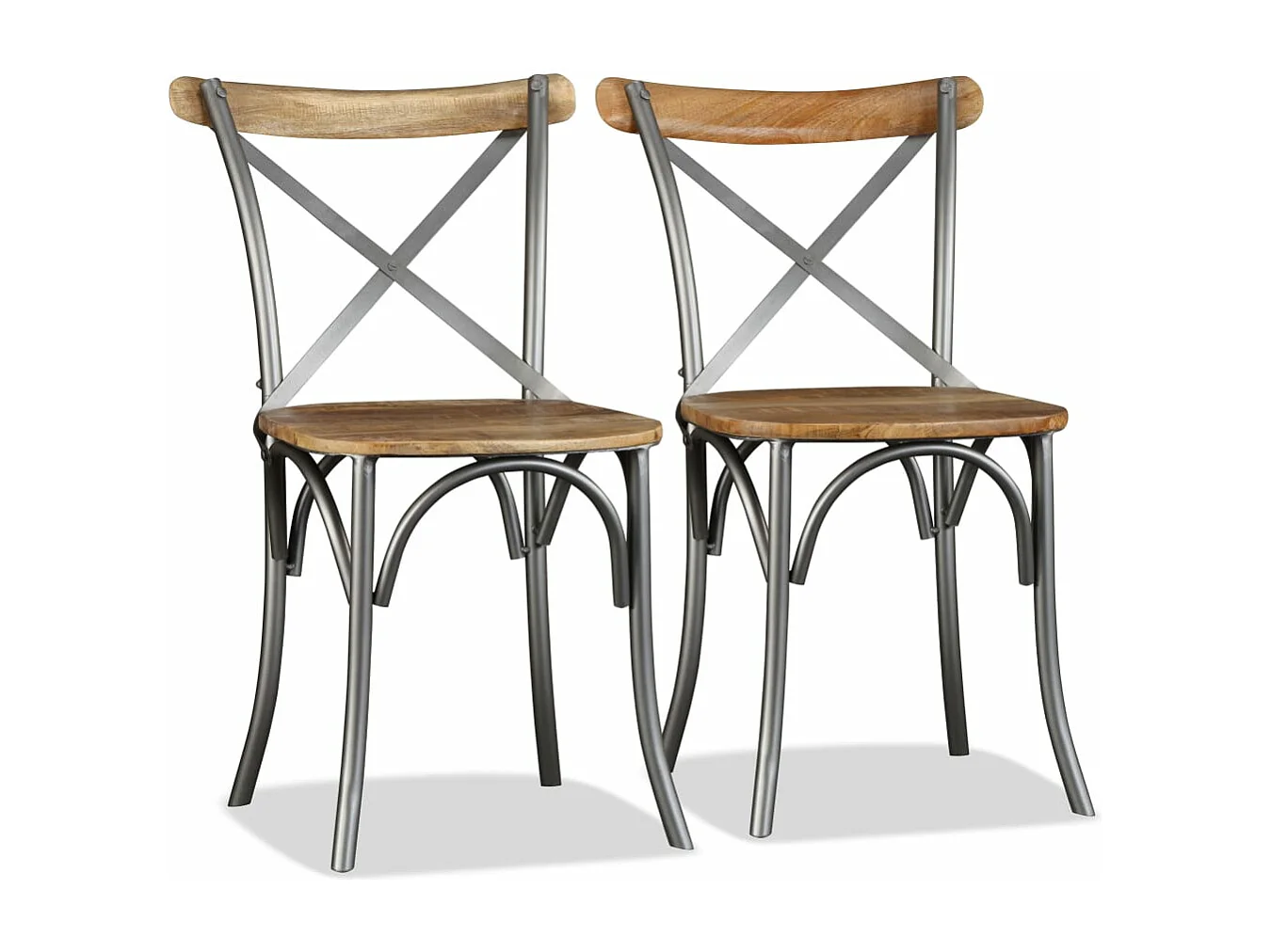 Sillas de comedor 6 unidades madera de mango respaldo acero cruzado