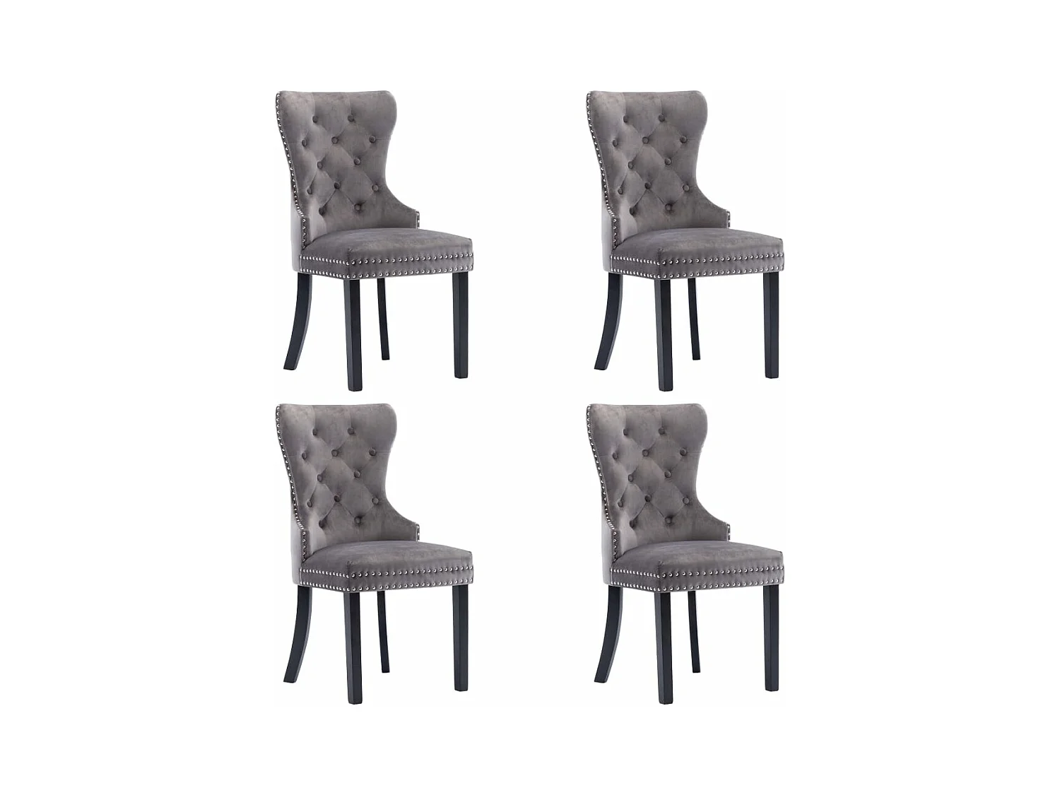 Chaises à manger lot de 4 gris velours