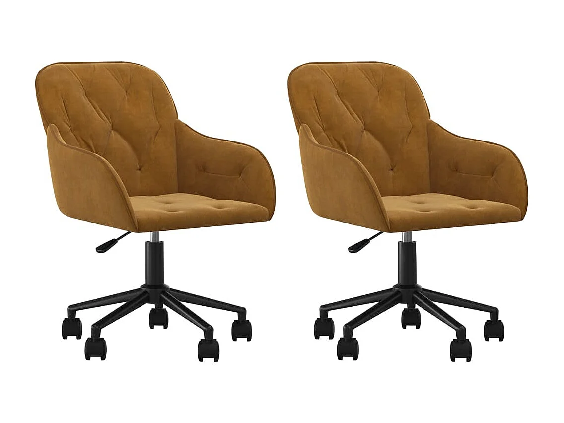 Chaises pivotantes à manger lot de 2 Marron Velours