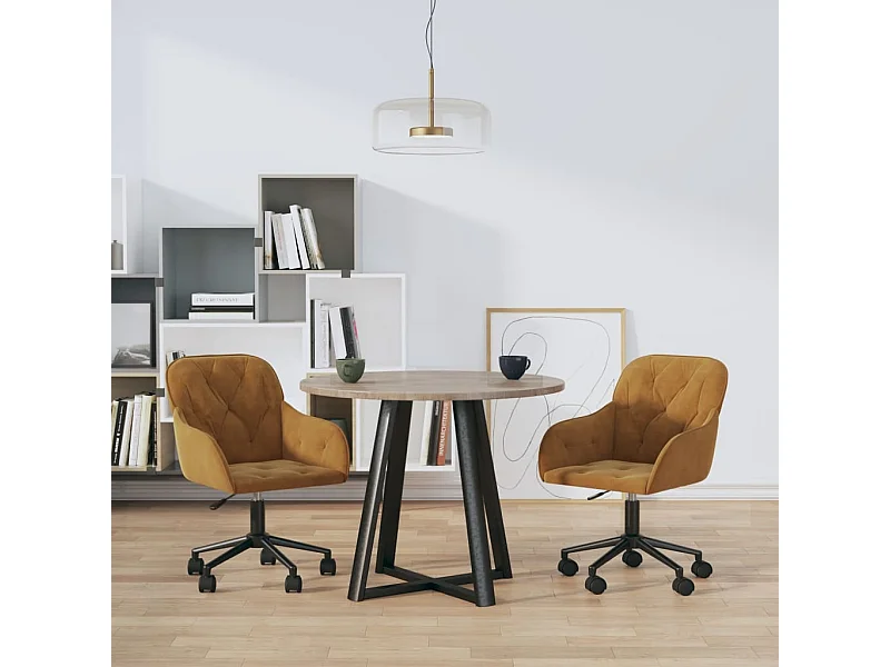 Eetkamerstoelen draaibaar 2 stukkenfluweel bruin