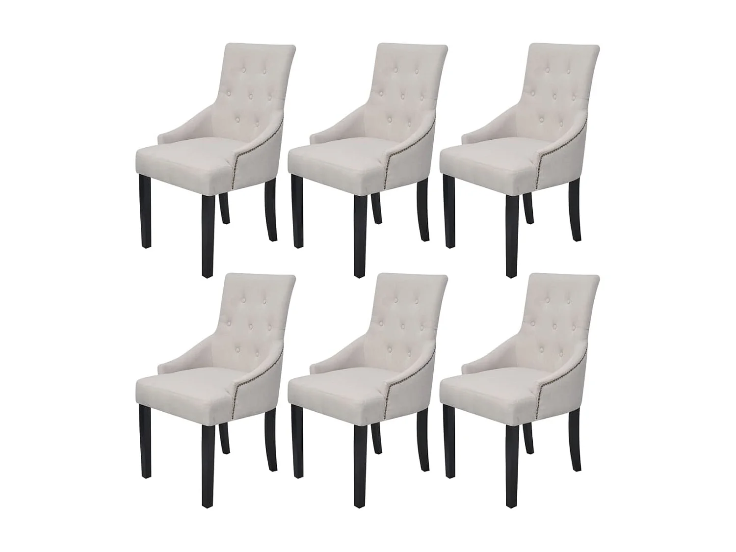 Eetkamerstoelen 6 st stof crèmegrijs