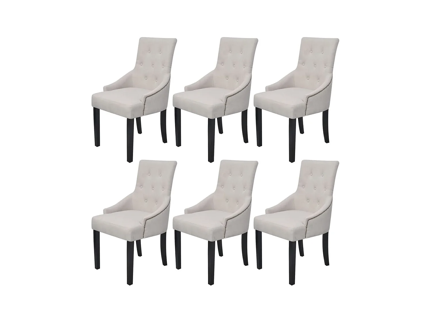 Chaises à manger lot de 6 gris crème tissu