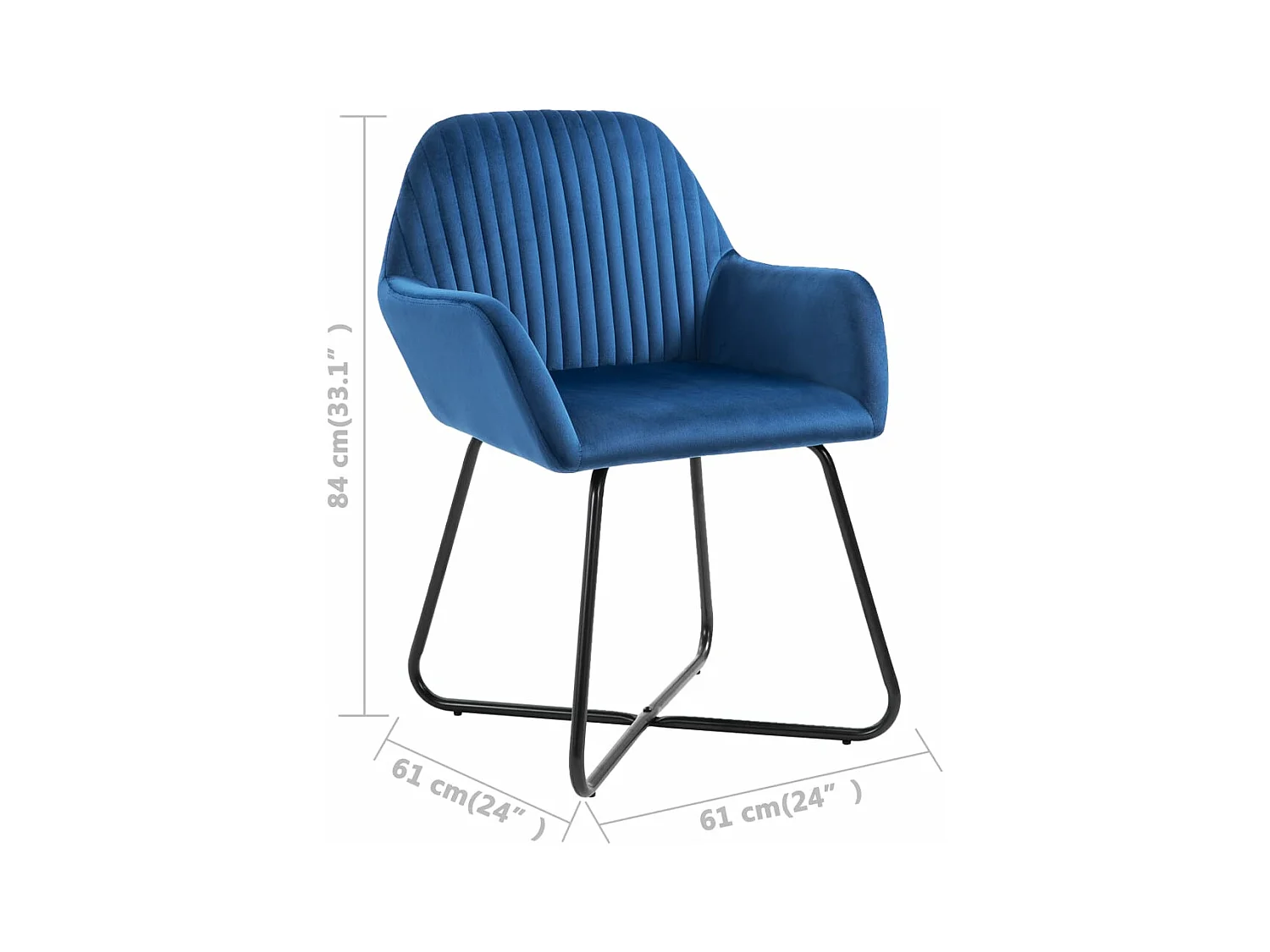 Chaises à manger lot de 2 Bleu Velours