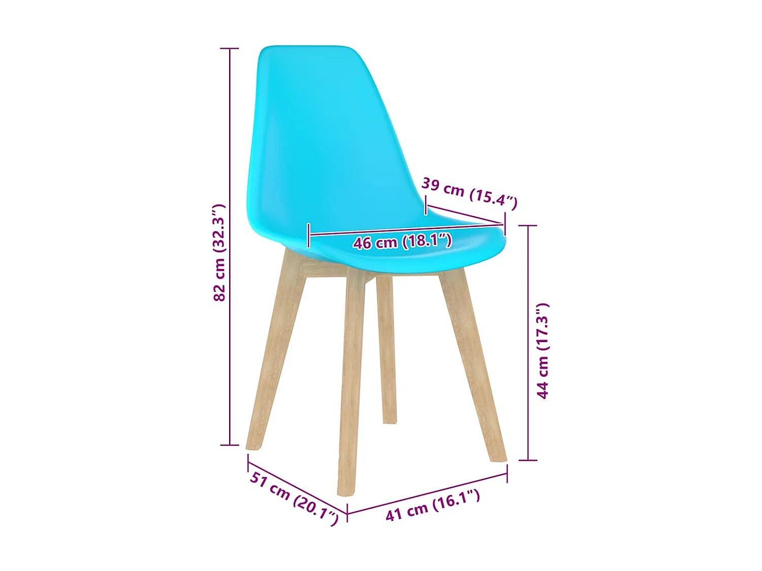 Sillas de comedor 4 unidades plástico azul