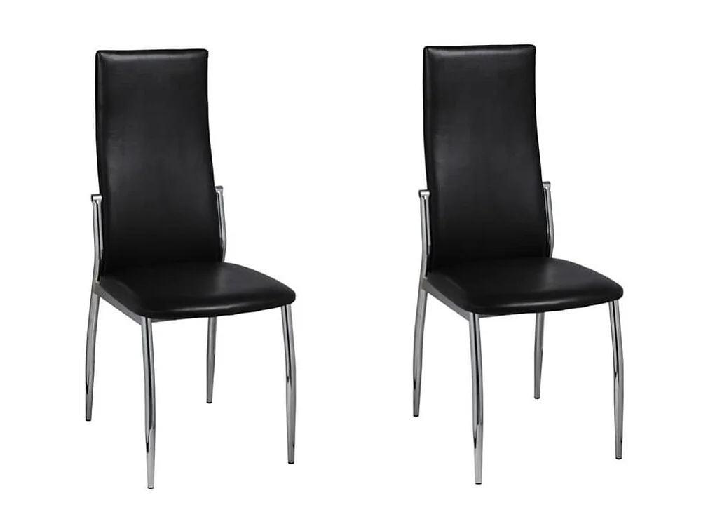 Chaises à manger lot de 2 noir similicuir