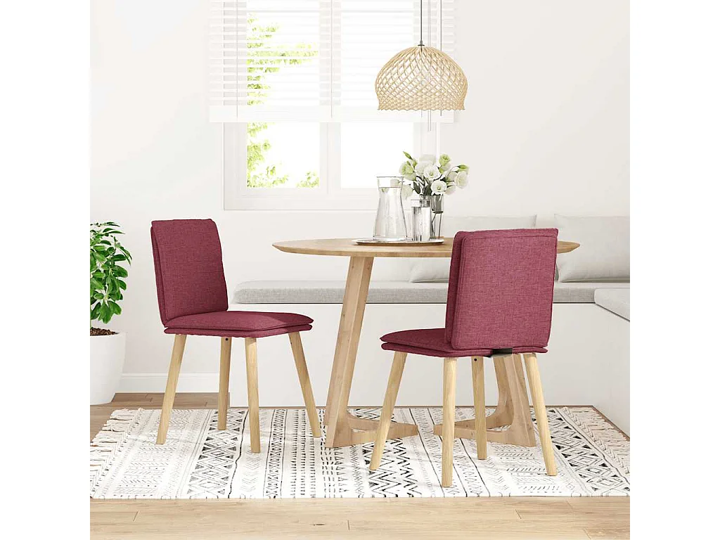Sillas de comedor 2 unidades tela rojo tinto