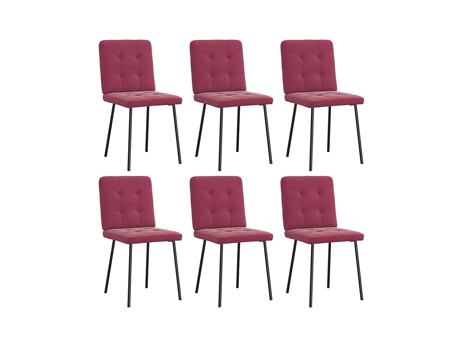 Chaises à manger lot de 2 rouge bordeaux tissu
