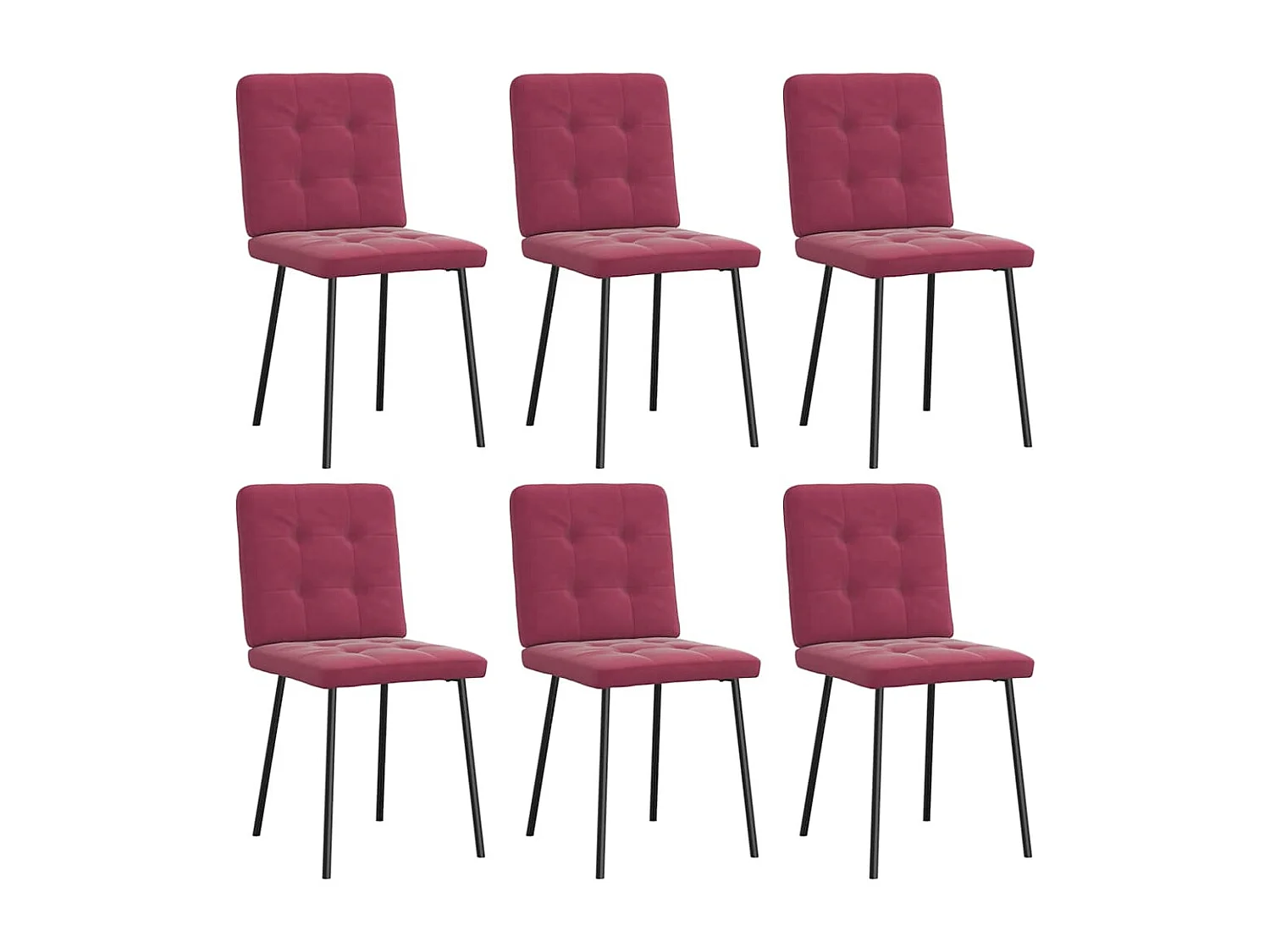 Chaises à manger lot de 2 rouge bordeaux tissu