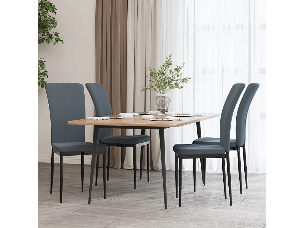 Cadeiras de jantar 4 peças veludo cinzento-escuro