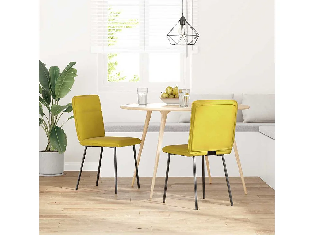 Eetkamerstoelen 2 st fluweel geel