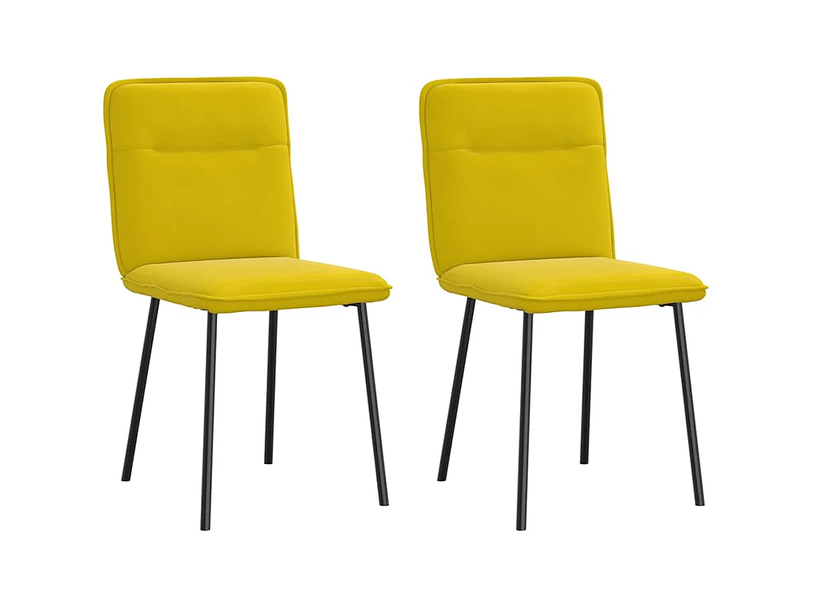 Chaises à manger lot de 2 Jaune Velours