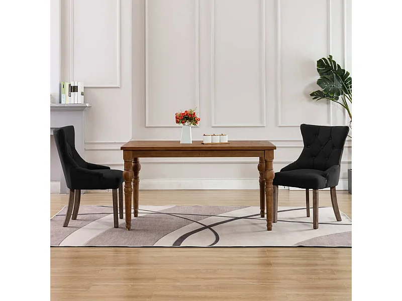 Eetkamerstoelen 2 st stof zwart