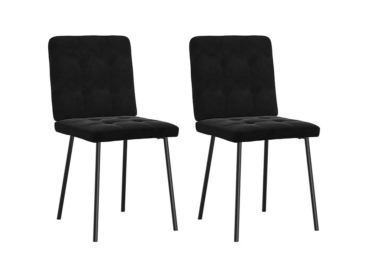 Chaises à manger lot de 2 Noir Velours