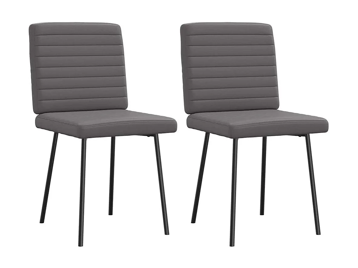 Sillas de comedor 2 unidades cuero sintético gris
