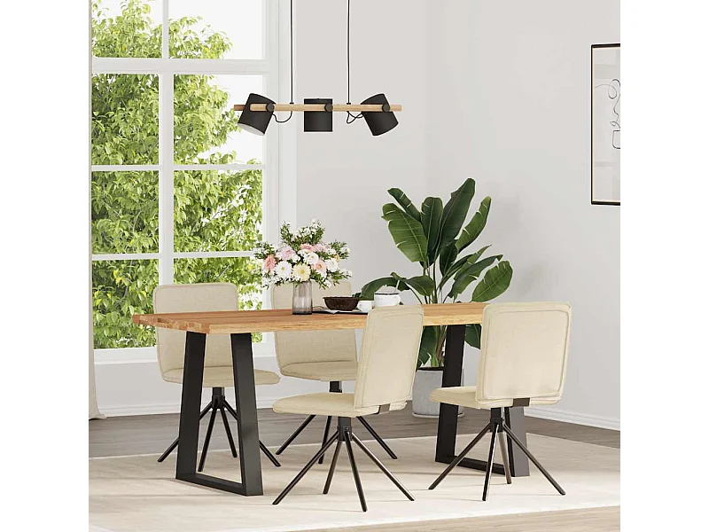 Sillas de comedor 4 unidades tela color crema