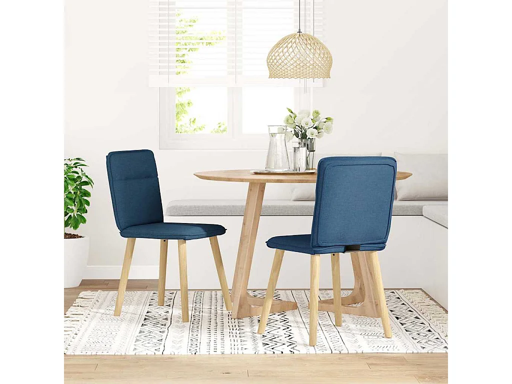 Cadeiras de jantar 2 peças tecido azul