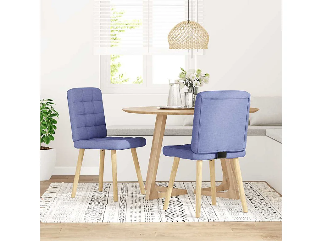 Chaises à manger lot de 2 bleu jean tissu