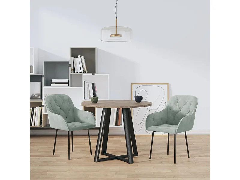 Chaises à manger lot de 2 Gris clair Velours