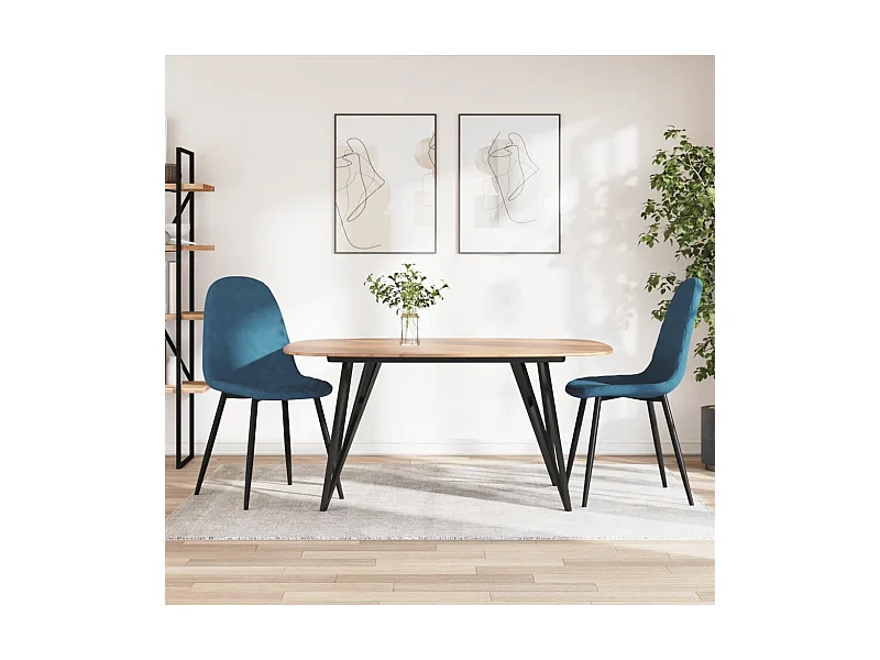 Chaises à manger lot de 2 Bleu Velours