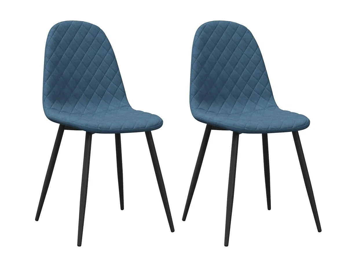 Chaises à manger lot de 2 Bleu Velours