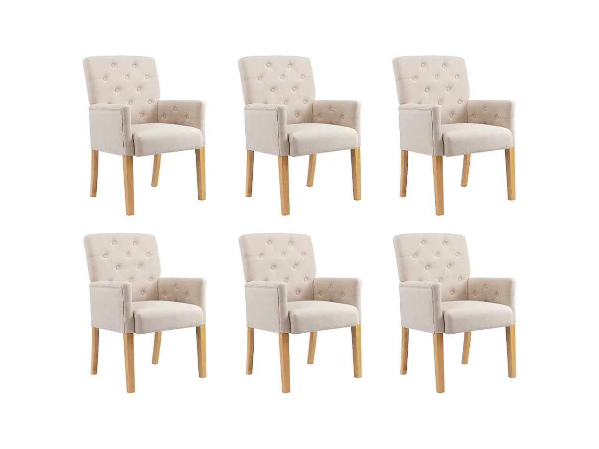 Chaises à manger avec accoudoirs lot de 6 beige tissu