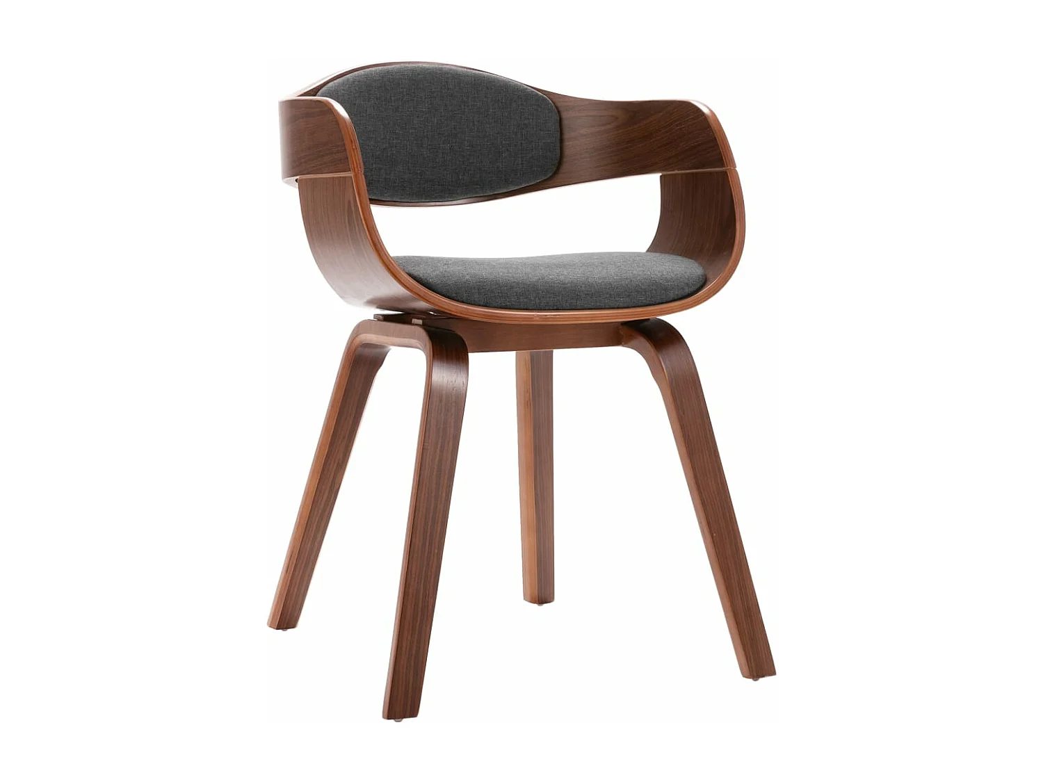 Eetkamerstoelen 6 st gebogen hout en stof grijs