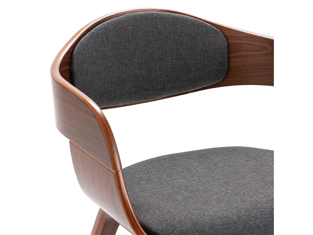 Eetkamerstoelen 6 st gebogen hout en stof grijs