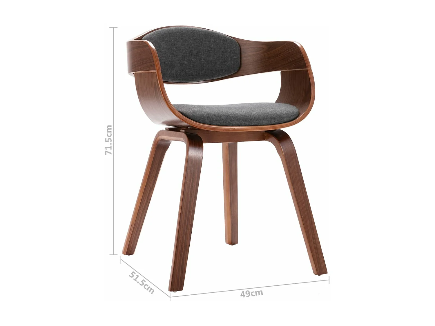 Chaises à manger lot de 6 bois courbé et tissu gris