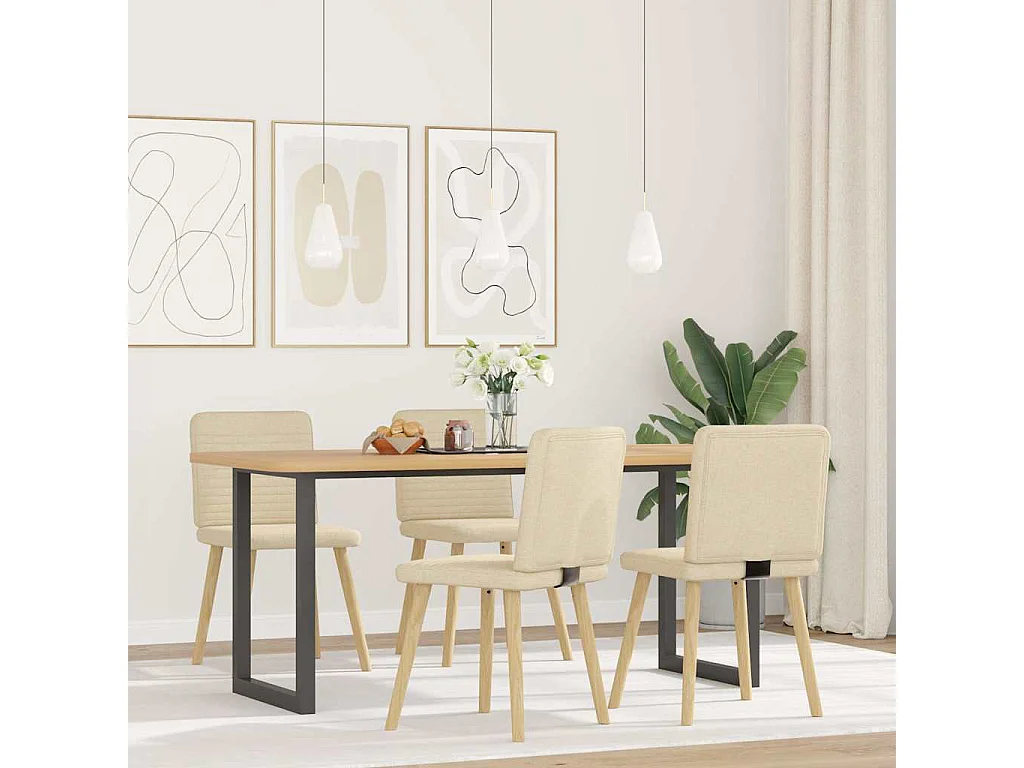 Chaises à manger lot de 4 crème tissu