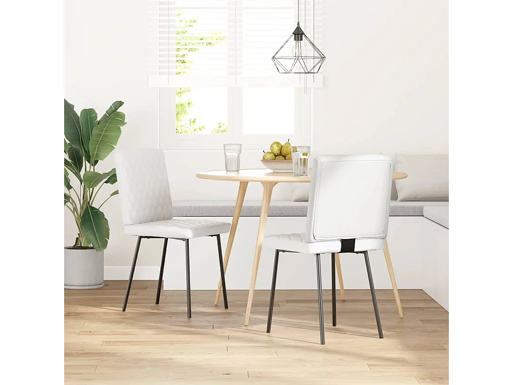 Sillas de comedor 2 unidades cuero sintético blanco