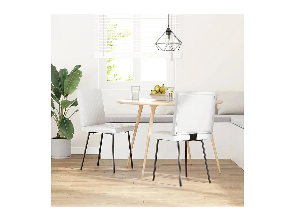 Chaises à manger lot de 2 blanc similicuir