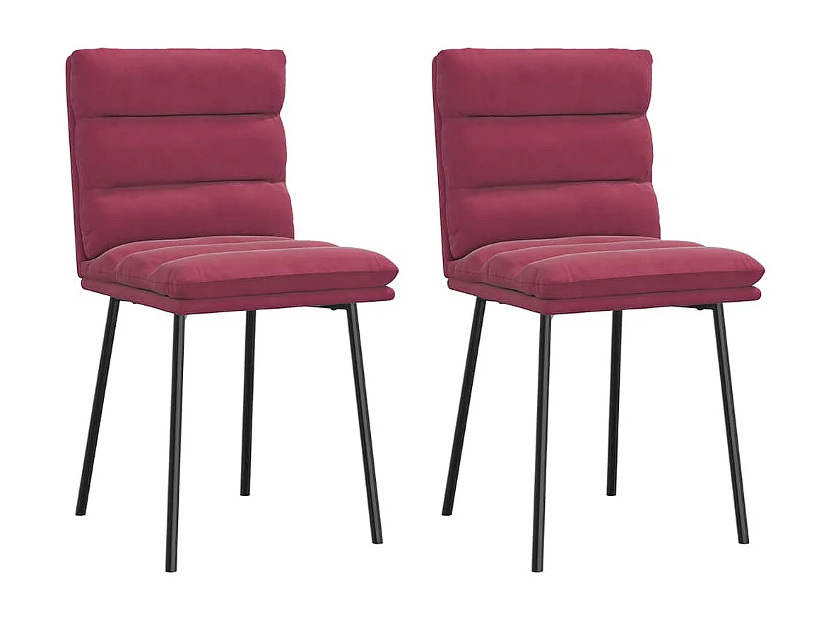Chaises à manger lot de 2 Rouge bordeaux Velours