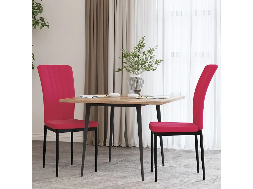 Chaises à manger lot de 2 Rouge bordeaux Velours