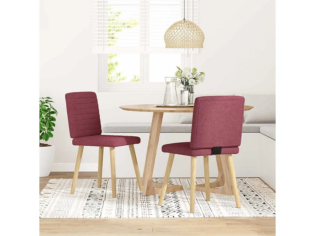 Sillas de comedor 2 unidades tela rojo tinto