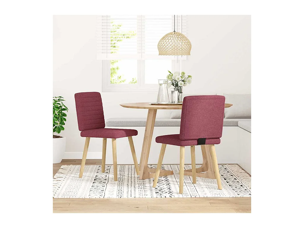 Chaises à manger lot de 2 rouge bordeaux tissu
