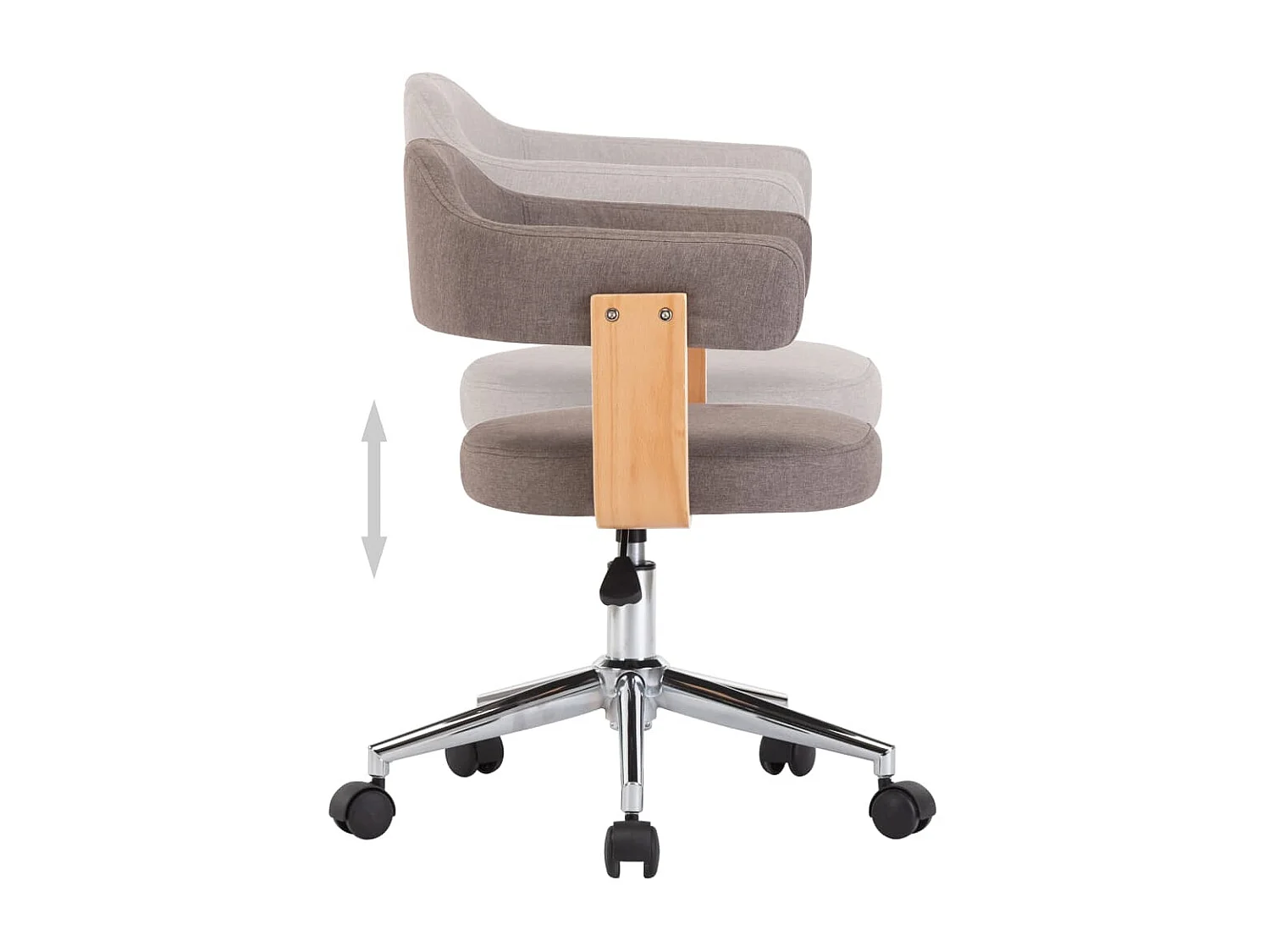 Eetkamerstoelen 6 st draaibaar gebogen hout en stof taupe