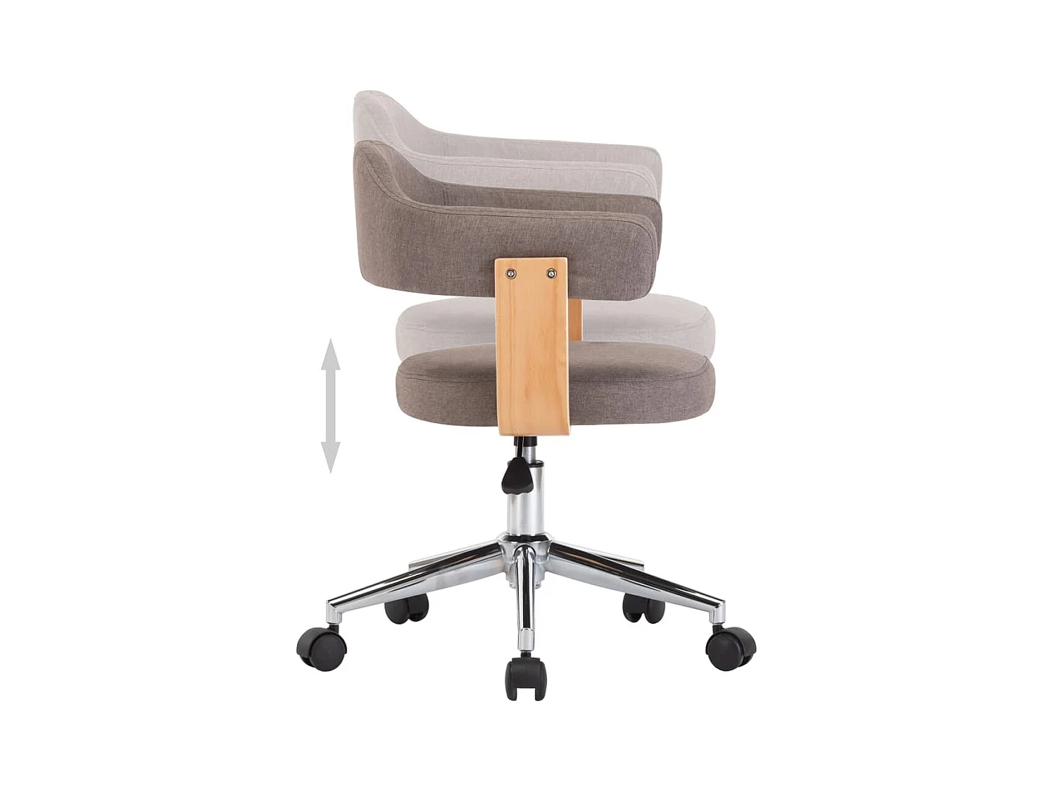 Chaises pivotantes à manger lot de 6 taupe bois courbé et tissu