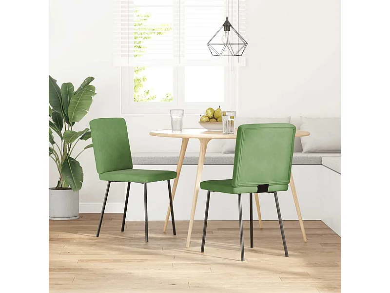 Chaises à manger lot de 2 Vert clair Velours